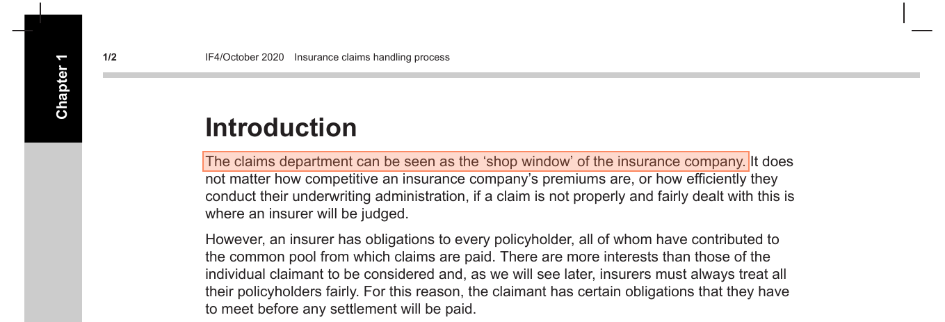 Claims: the insurer's shop window - IF4 page 18